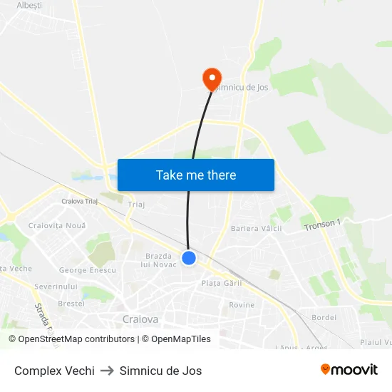 Complex Vechi to Simnicu de Jos map