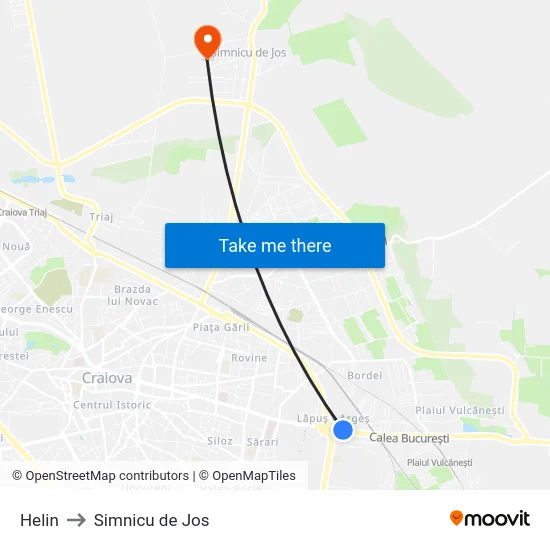 Helin to Simnicu de Jos map