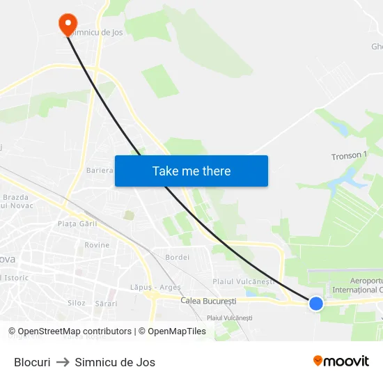 Blocuri to Simnicu de Jos map