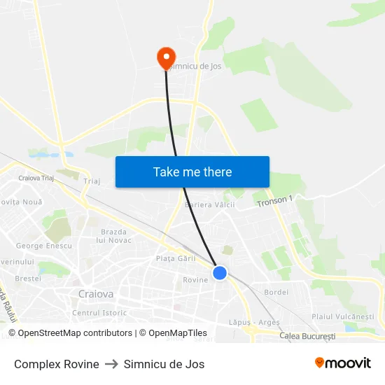 Complex Rovine to Simnicu de Jos map