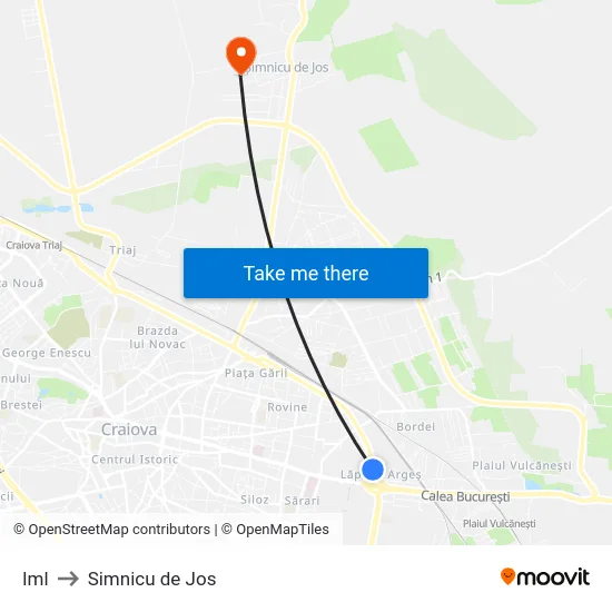 Iml to Simnicu de Jos map
