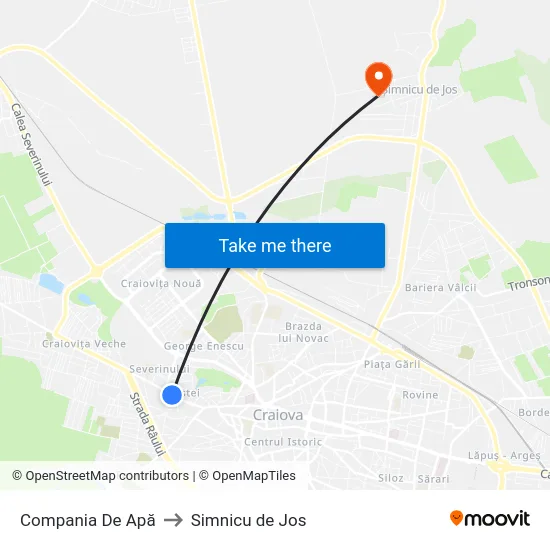 Compania De Apă to Simnicu de Jos map