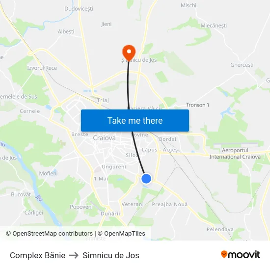 Complex Bănie to Simnicu de Jos map