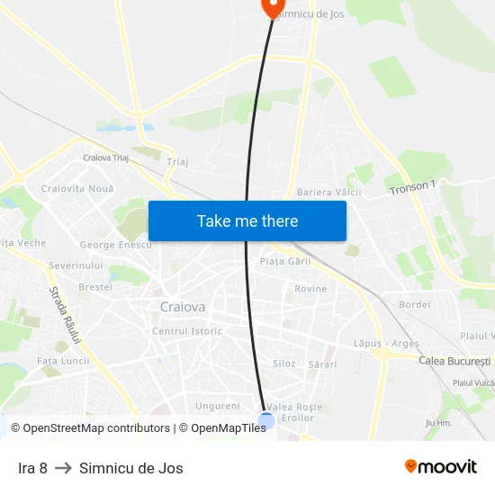 Ira 8 to Simnicu de Jos map