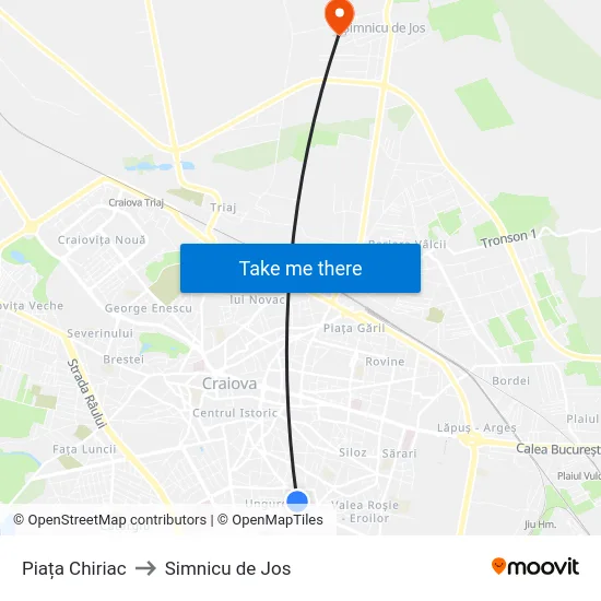 Piața Chiriac to Simnicu de Jos map