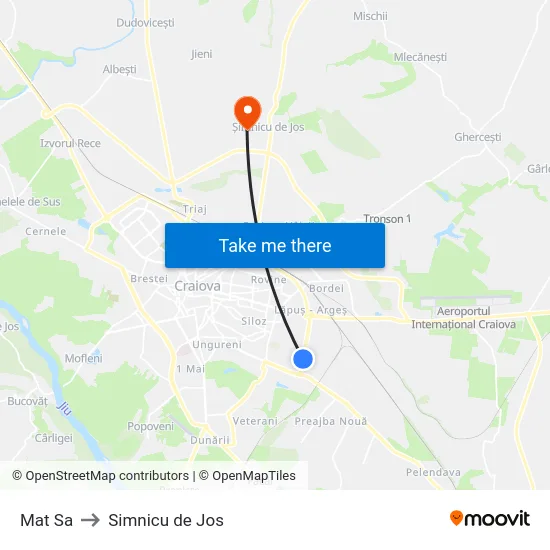 Mat Sa to Simnicu de Jos map