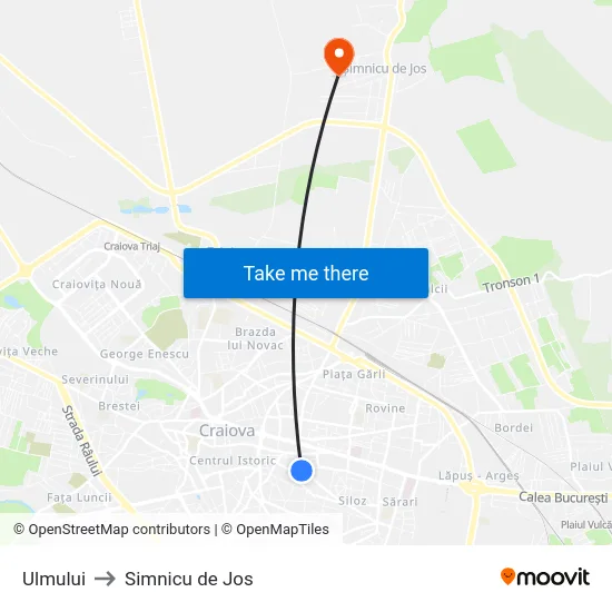 Ulmului to Simnicu de Jos map