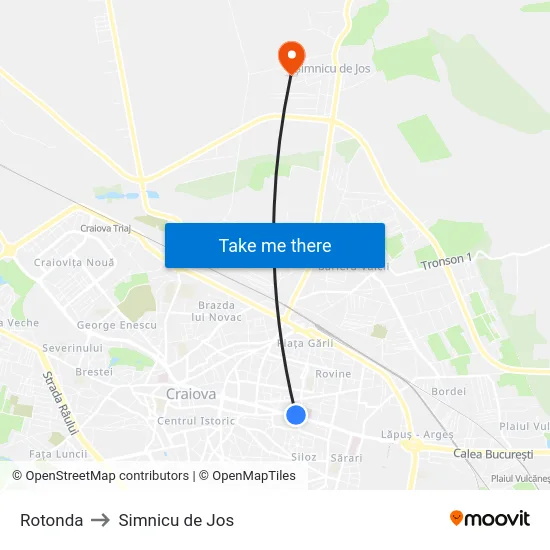 Rotonda to Simnicu de Jos map
