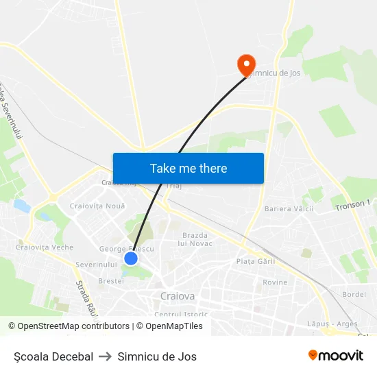 Şcoala Decebal to Simnicu de Jos map