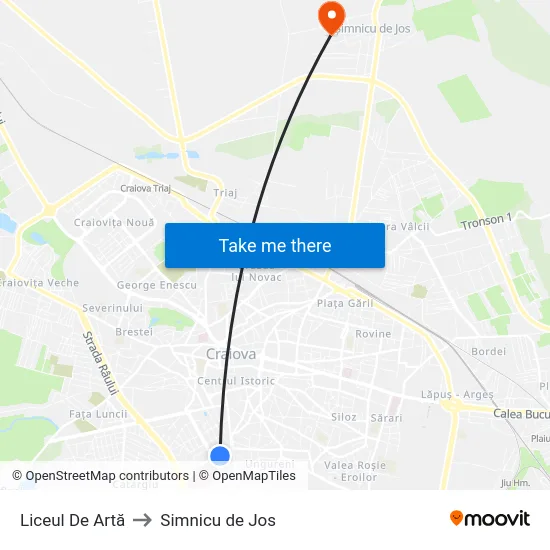 Liceul De Artă to Simnicu de Jos map