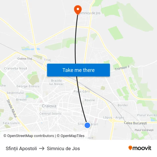 Sfinții Apostoli to Simnicu de Jos map