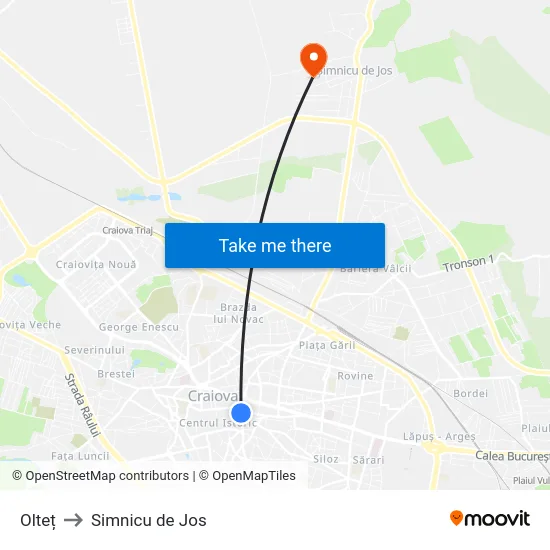 Olteț to Simnicu de Jos map