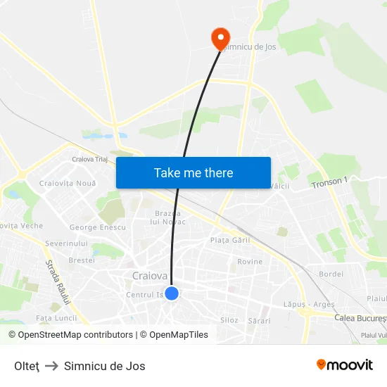 Olteţ to Simnicu de Jos map