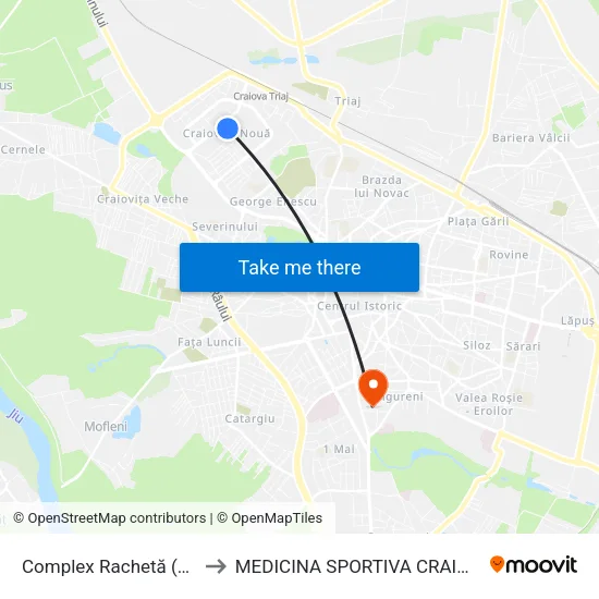 Complex Rachetă (15) to MEDICINA SPORTIVA CRAIOVA map