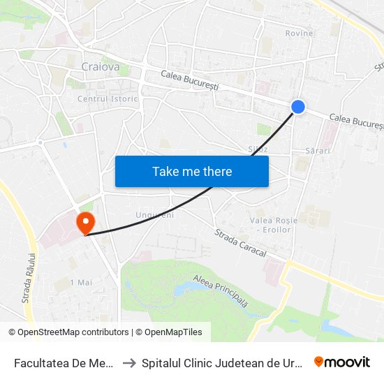 Facultatea De Mecanică to Spitalul Clinic Judetean de Urgenta nr1 map