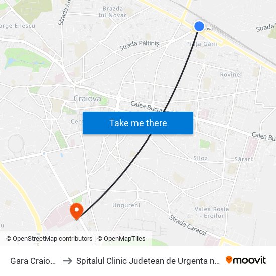 Gara Craiova to Spitalul Clinic Judetean de Urgenta nr1 map