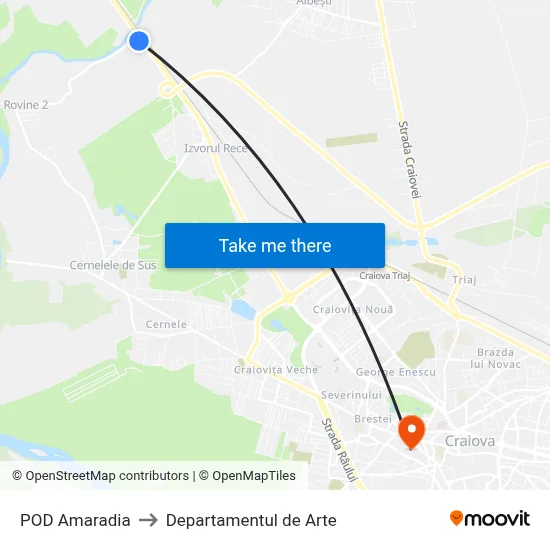 POD Amaradia to Departamentul de Arte map