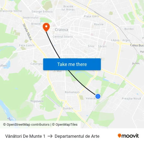 Vânători De Munte 1 to Departamentul de Arte map