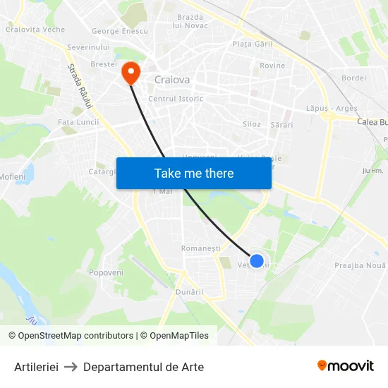 Artileriei to Departamentul de Arte map