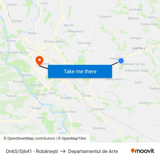 Dn65/Dj641 - Robănești to Departamentul de Arte map