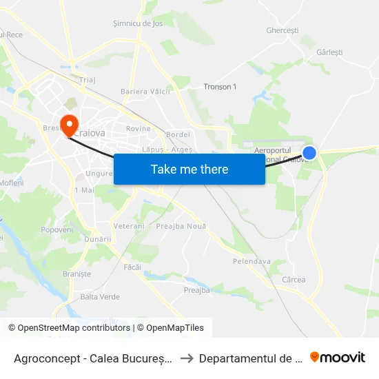 Agroconcept - Calea București 148 to Departamentul de Arte map
