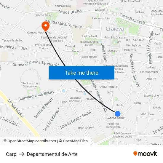 Carp to Departamentul de Arte map