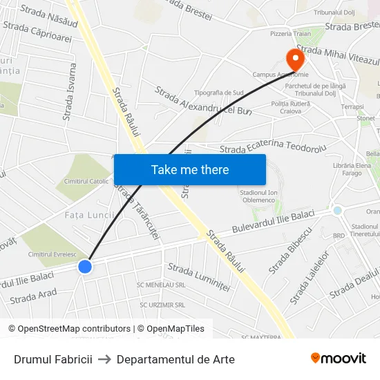 Drumul Fabricii to Departamentul de Arte map