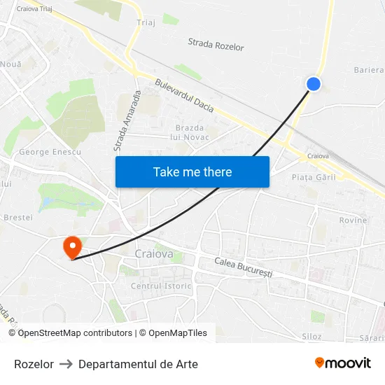 Rozelor to Departamentul de Arte map