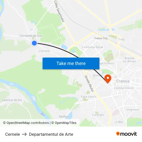 Cernele to Departamentul de Arte map