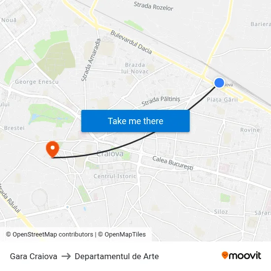 Gara Craiova to Departamentul de Arte map