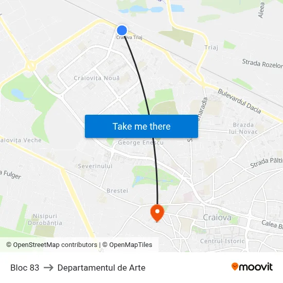 Bloc 83 to Departamentul de Arte map