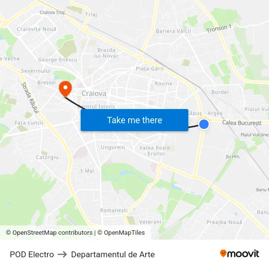 POD Electro to Departamentul de Arte map