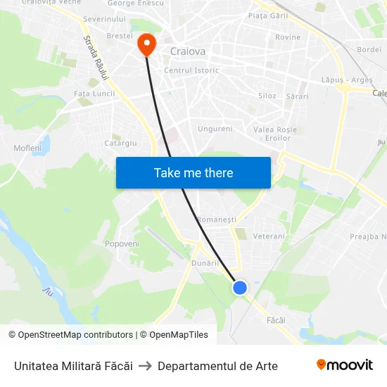 Unitatea Militară Făcăi to Departamentul de Arte map
