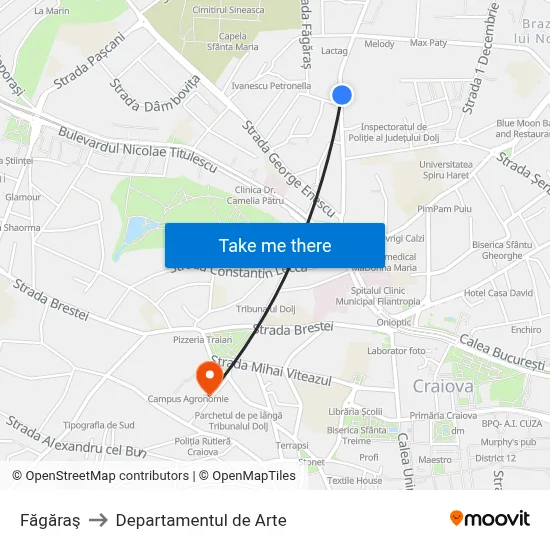 Făgăraş to Departamentul de Arte map