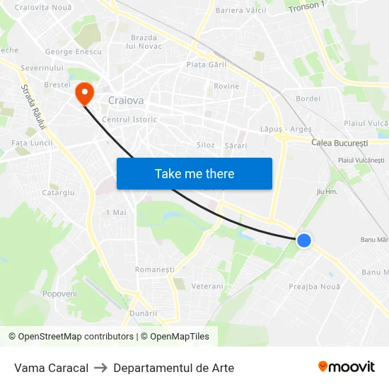 Vama Caracal to Departamentul de Arte map