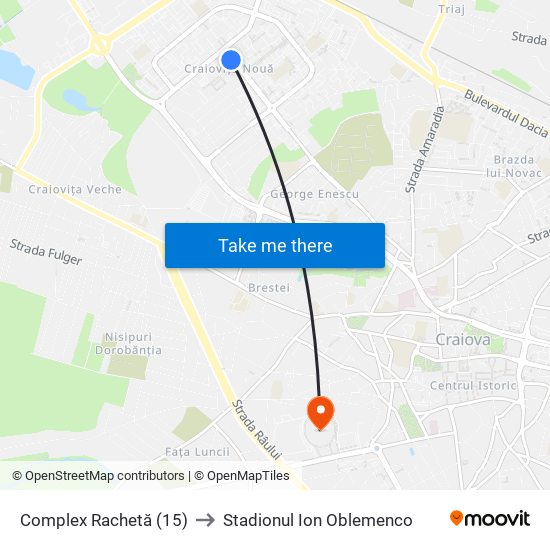 Complex Rachetă (15) to Stadionul Ion Oblemenco map