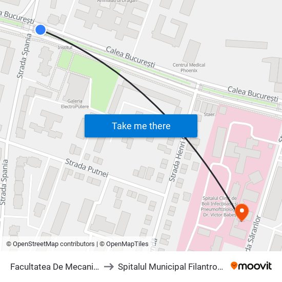 Facultatea De Mecanică to Spitalul Municipal Filantropia map