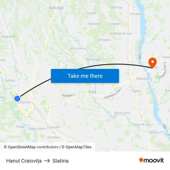 Hanul Craiovița to Slatina map