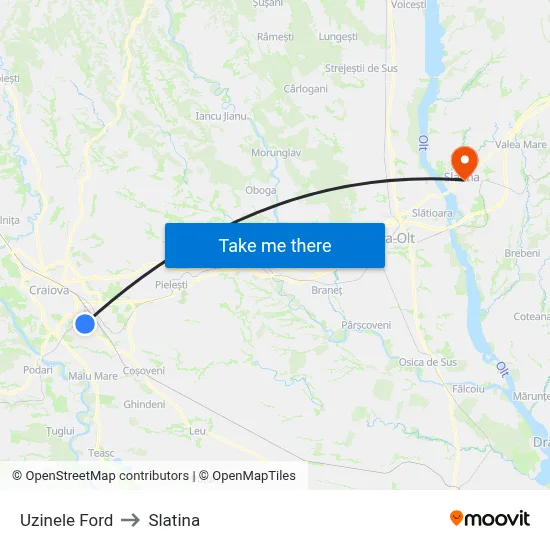 Uzinele Ford to Slatina map