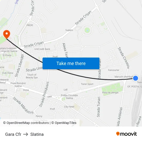 Gara Cfr to Slatina map