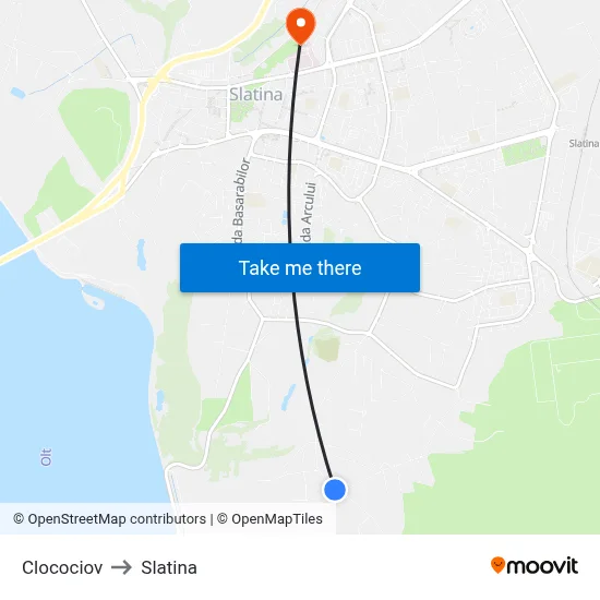 Clocociov to Slatina map