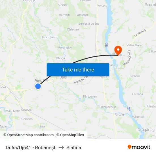 Dn65/Dj641 - Robănești to Slatina map