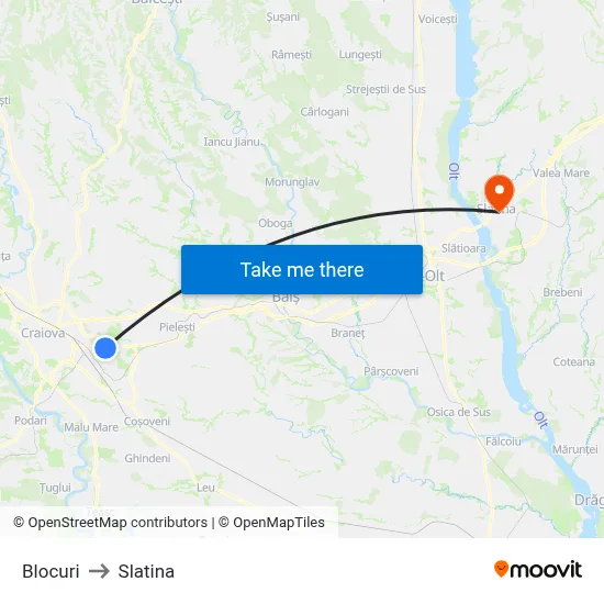 Blocuri to Slatina map
