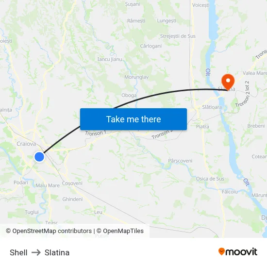 Shell to Slatina map