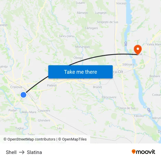 Shell to Slatina map
