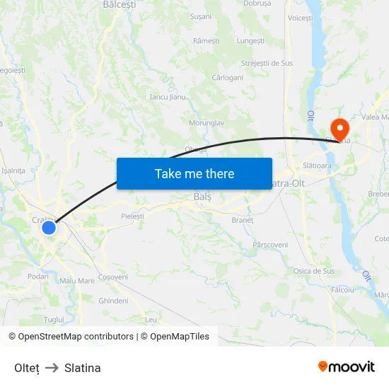 Olteț to Slatina map
