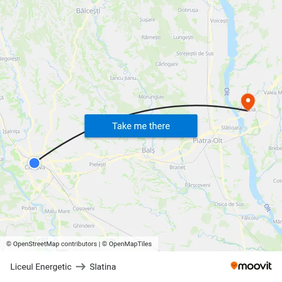 Liceul Energetic to Slatina map