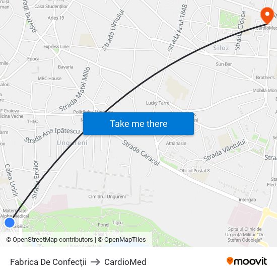 Fabrica De Confecţii to CardioMed map