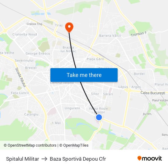 Spitalul Militar to Baza Sportivă Depou Cfr map