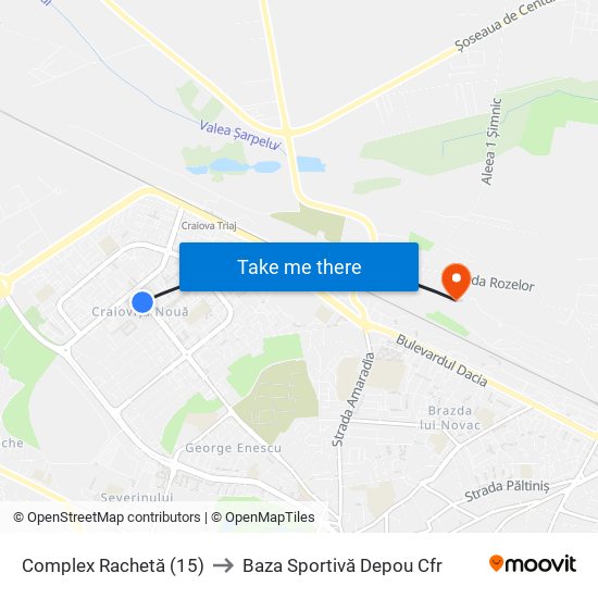 Complex Rachetă (15) to Baza Sportivă Depou Cfr map